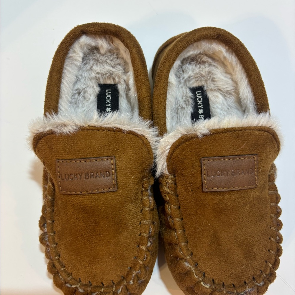 Lucky Brand Tan Kids Moccasin Slippers